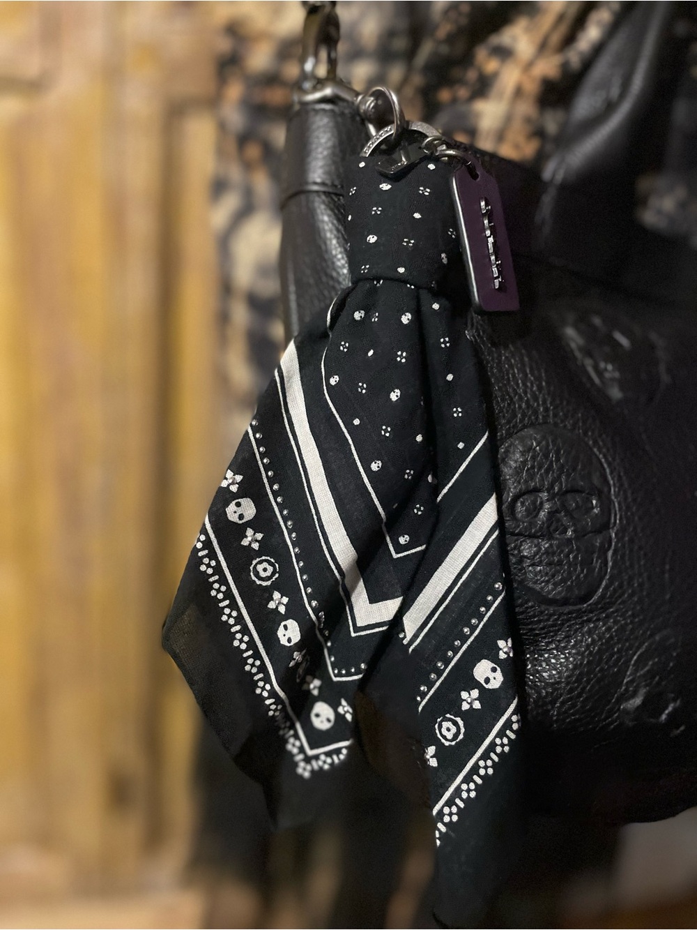 COACH Hard To Find Skull Bandana Print Bag Charm Keychain